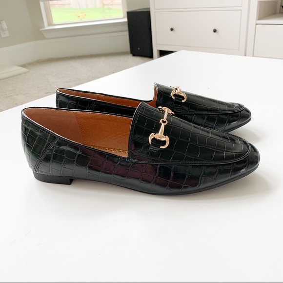 TOP Moda Shoes - Top Moda Black Croc Loafer Astrid-1